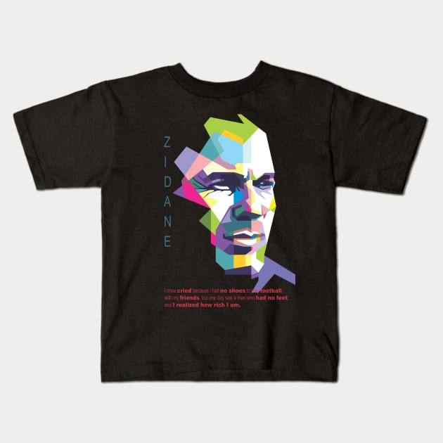 Zidan Quote in WPAP Kids T-Shirt by Alkahfsmart